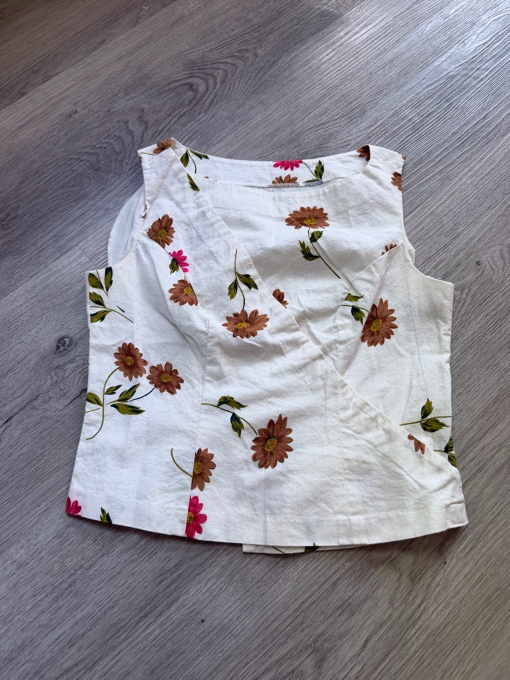 Vintage 90s Floral Wrap Top | Cottagecore Sleeveless Blouse